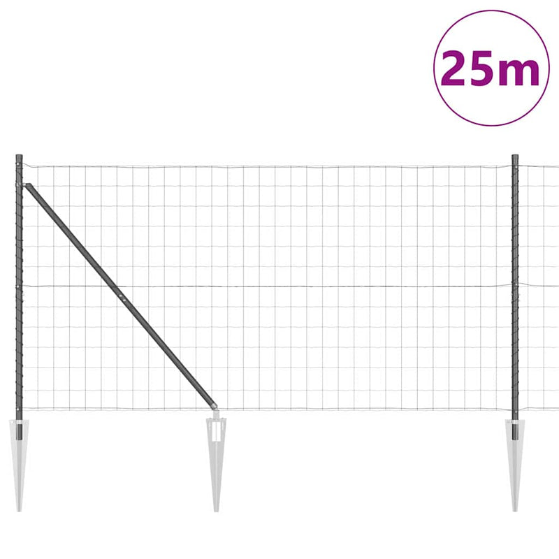 vidaXL Kerítés oszlopokkal Szürke 1.2 x 25 m Acél
