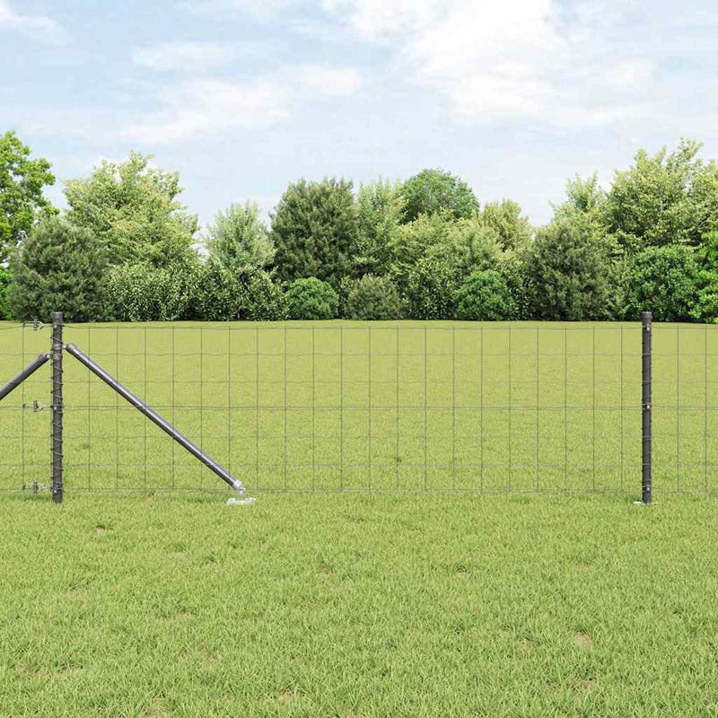vidaXL Kerítés oszlopokkal Szürke 0,6 x 25 m Acél