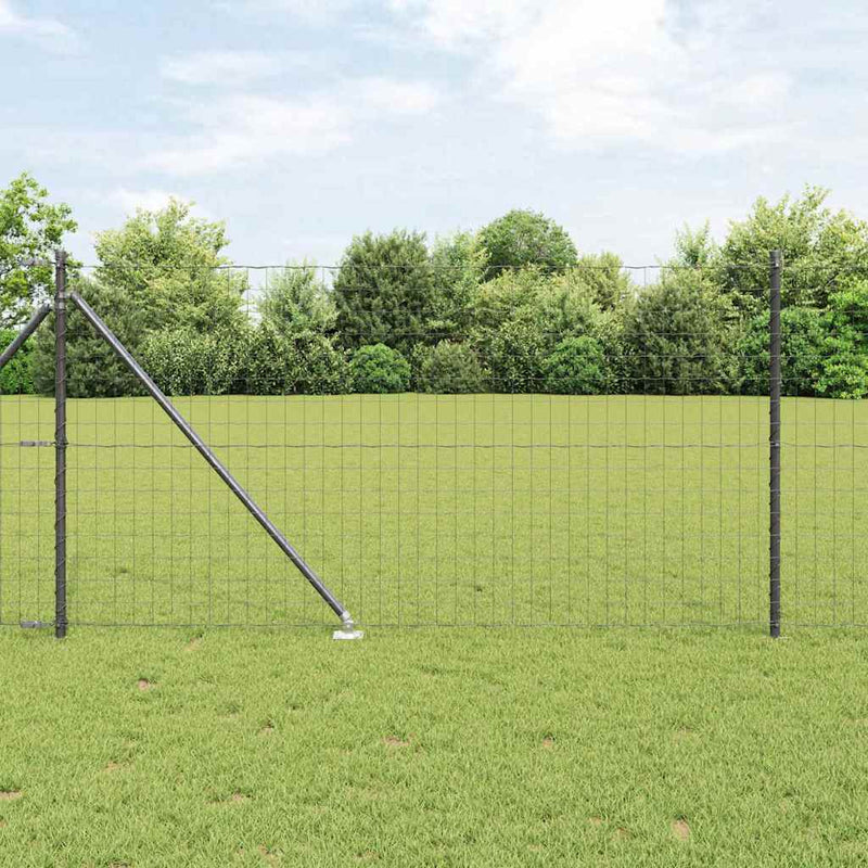 vidaXL Kerítés oszlopokkal Szürke 1 x 10 m Acél