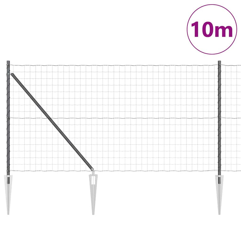 vidaXL Kerítés oszlopokkal Szürke 1 x 10 m Acél