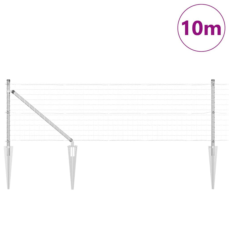 vidaXL Kerítés oszlopokkal Ezüst 0.8 x 10 m Acél