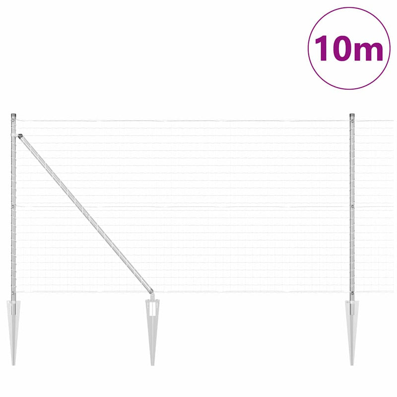 vidaXL Kerítés oszlopokkal Ezüst 1 x 10 m Acél