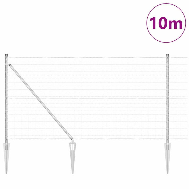 vidaXL Kerítés oszlopokkal Ezüst 1.2 x 10 m Acél