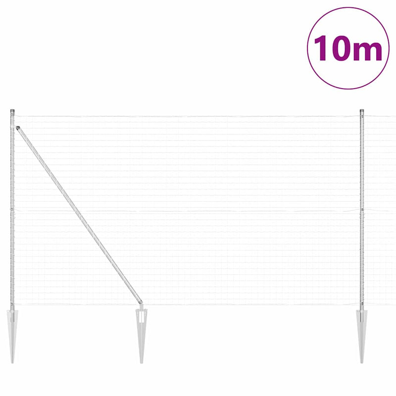 vidaXL Kerítés oszlopokkal Ezüst 1.6 x 10 m Acél