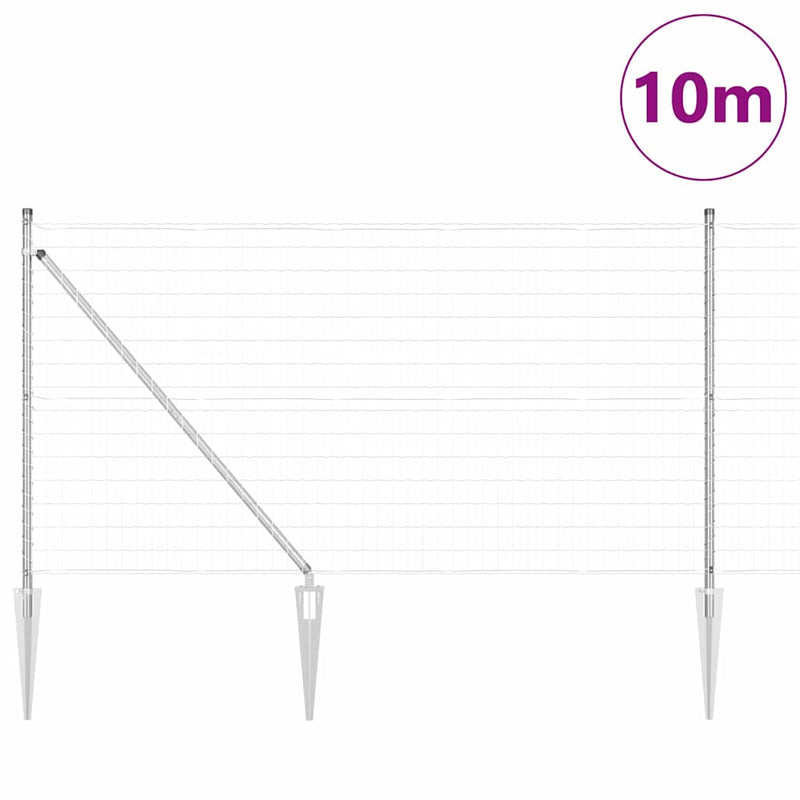 vidaXL Kerítés oszlopokkal Ezüst 1 x 10 m Acél