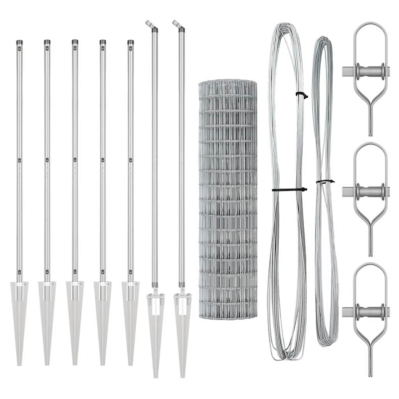 vidaXL Kerítés oszlopokkal Ezüst 1.4 x 10 m Acél