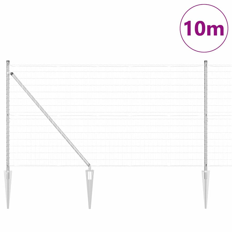 vidaXL Kerítés oszlopokkal Ezüst 1.4 x 10 m Acél