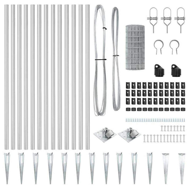 vidaXL Kerítés oszlopokkal Ezüst 0.8 x 10 m Acél