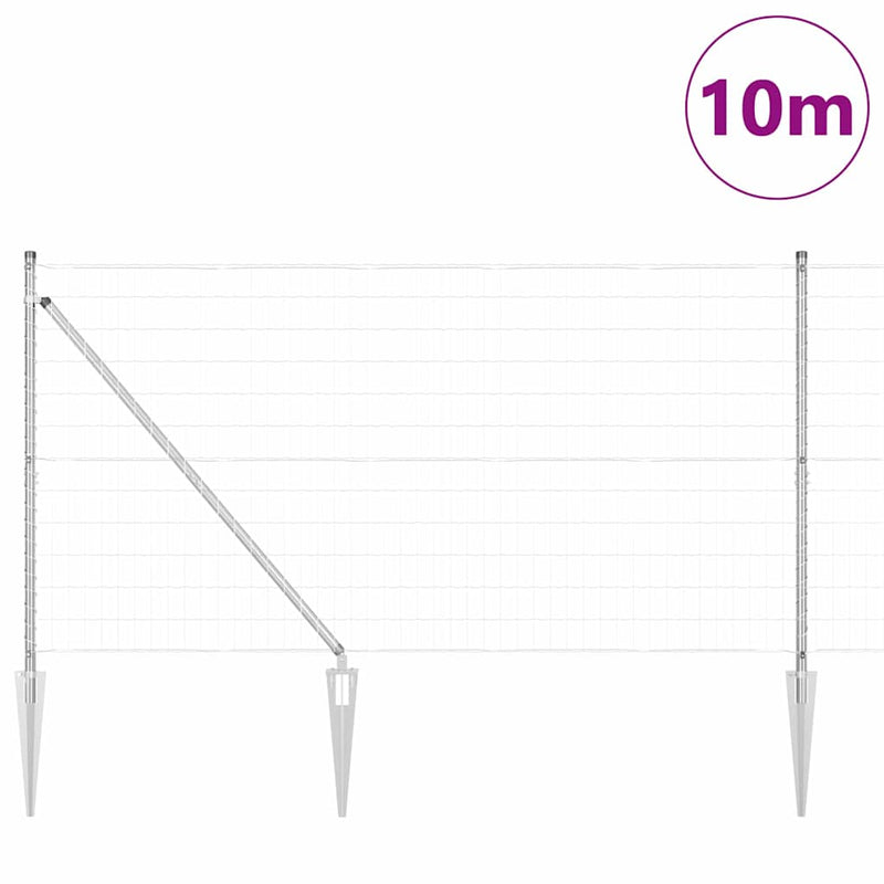 vidaXL Kerítés oszlopokkal Ezüst 1.4 x 10 m Acél