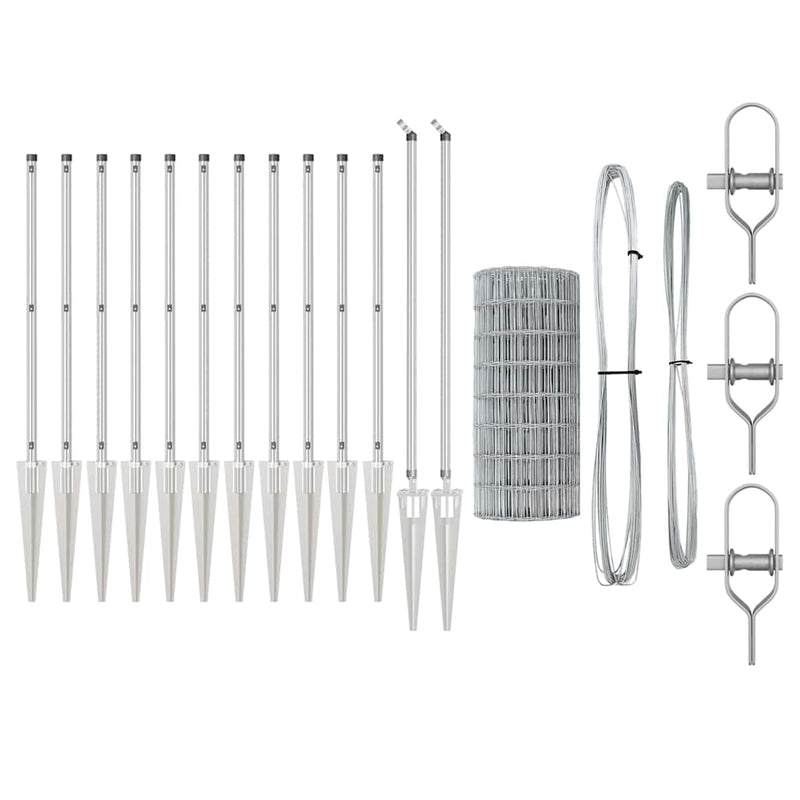 vidaXL Kerítés oszlopokkal Ezüst 0,6 x 10 m Acél