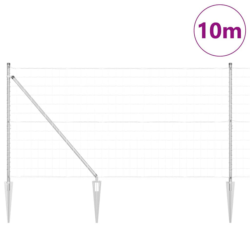 vidaXL Kerítés oszlopokkal Ezüst 1.2 x 10 m Acél
