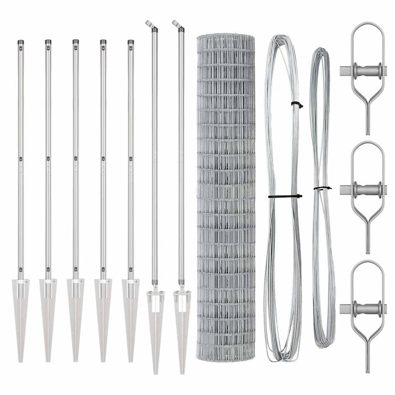 vidaXL Kerítés oszlopokkal Ezüst 1.5 x 10 m Acél