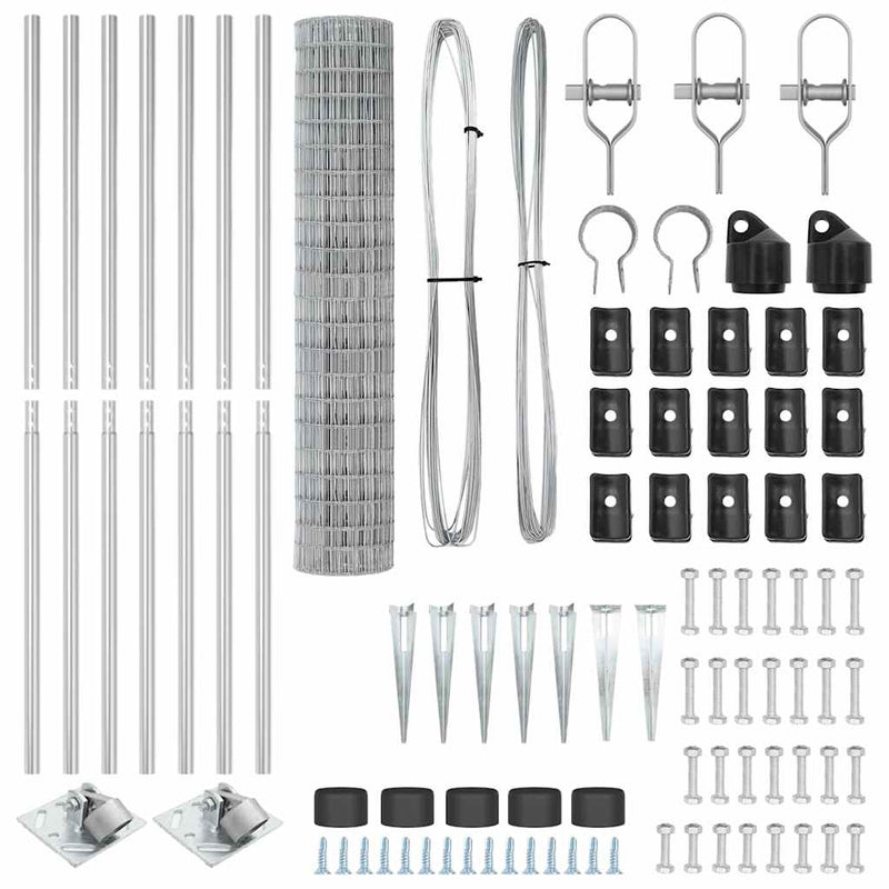 vidaXL Kerítés oszlopokkal Ezüst 1.5 x 10 m Acél