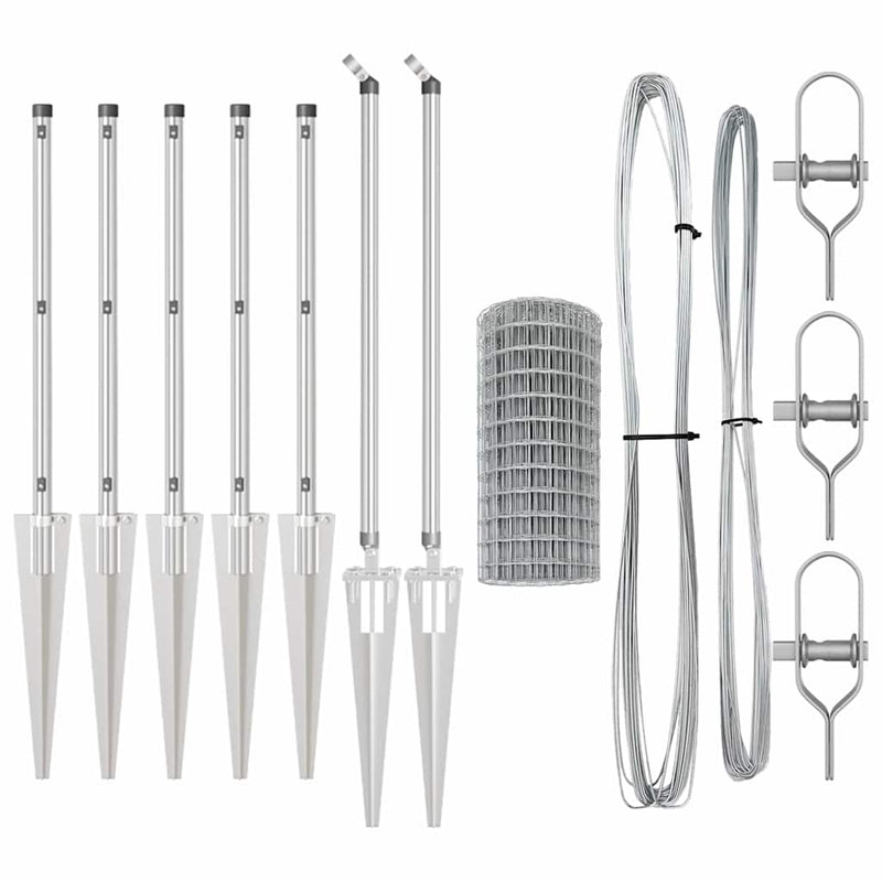 vidaXL Kerítés oszlopokkal Ezüst 0,6 x 10 m Acél