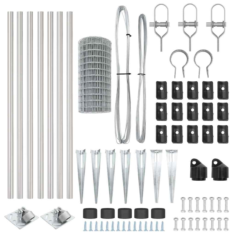 vidaXL Kerítés oszlopokkal Ezüst 0,6 x 10 m Acél