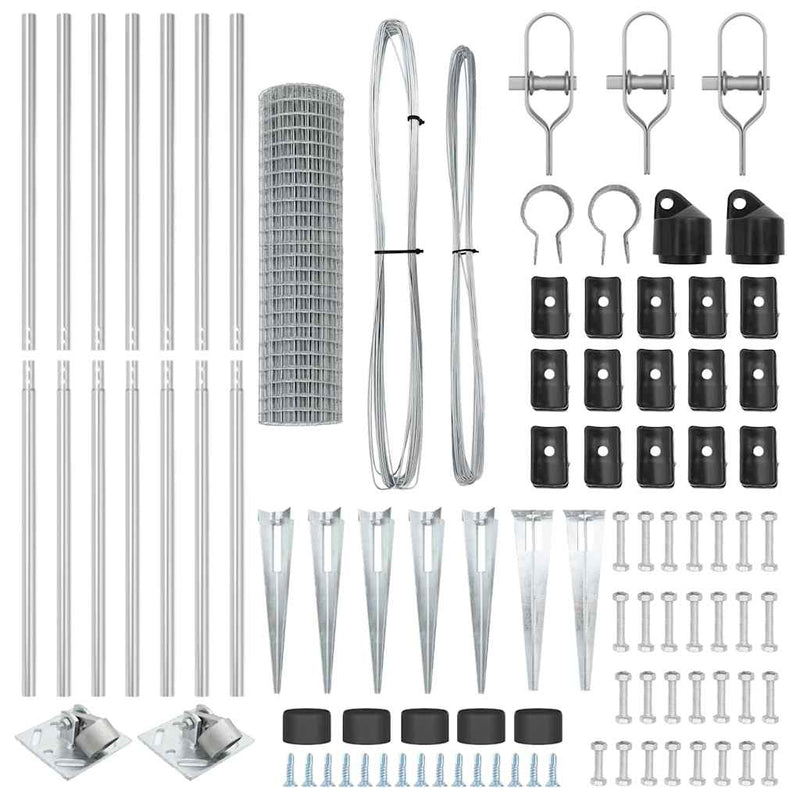 vidaXL Kerítés oszlopokkal Ezüst 1.2 x 10 m Acél