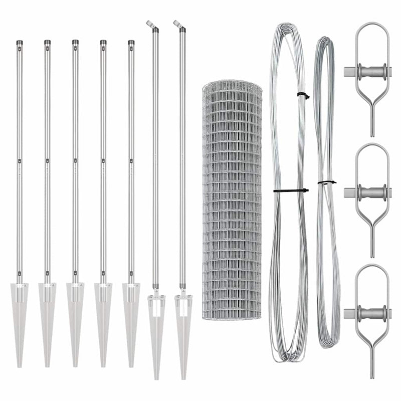 vidaXL Kerítés oszlopokkal Ezüst 1.4 x 10 m Acél