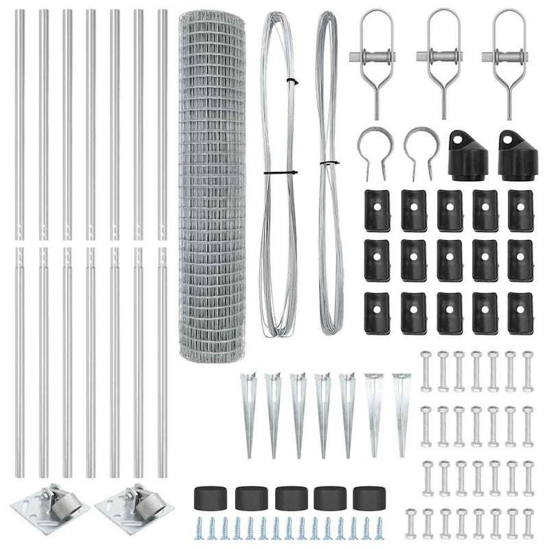 vidaXL Kerítés oszlopokkal Ezüst 1.5 x 10 m Acél