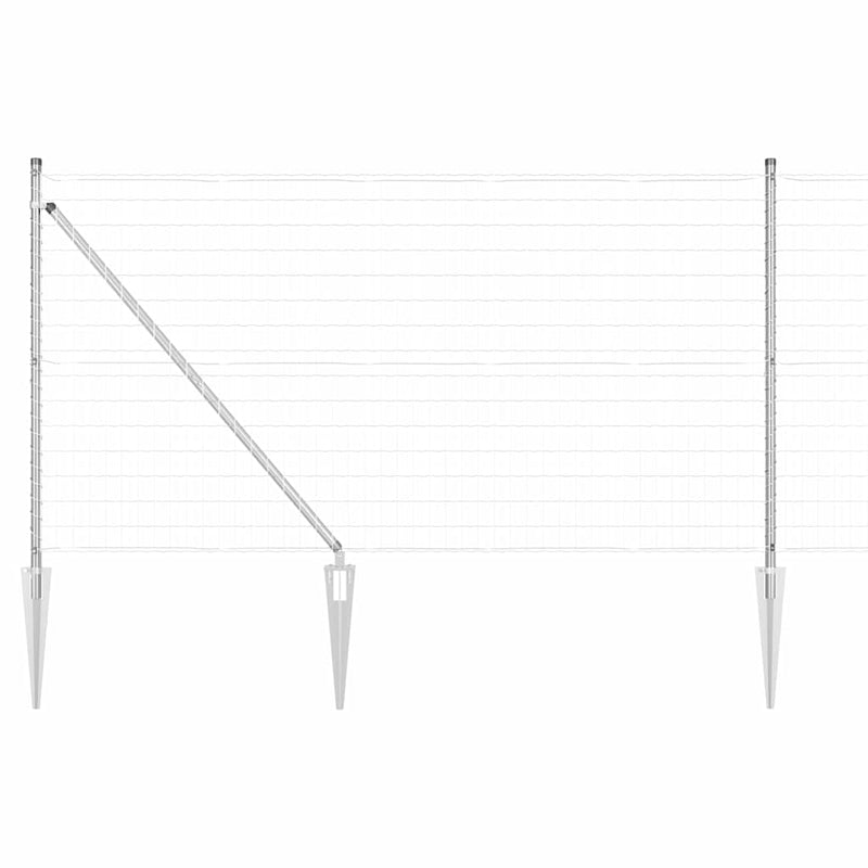 vidaXL Kerítés oszlopokkal Ezüst 1 x 25 m Acél