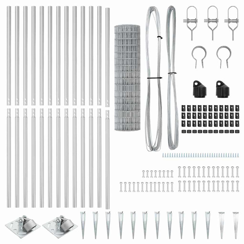vidaXL Kerítés oszlopokkal Ezüst 1.2 x 25 m Acél