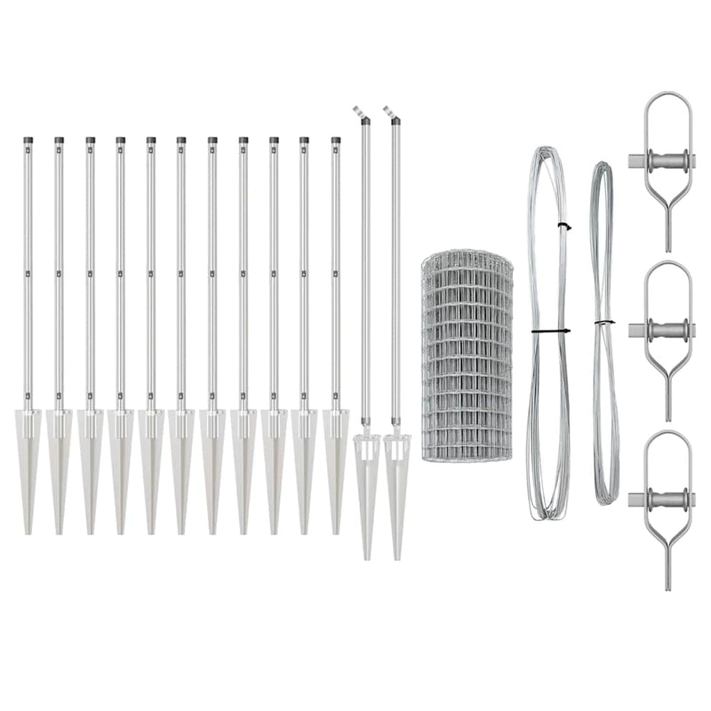 vidaXL Kerítés oszlopokkal Ezüst 1 x 25 m Acél