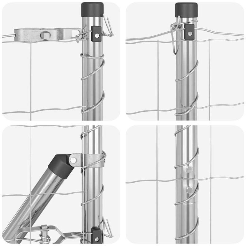 vidaXL Kerítés oszlopokkal Ezüst 1.2 x 25 m Acél