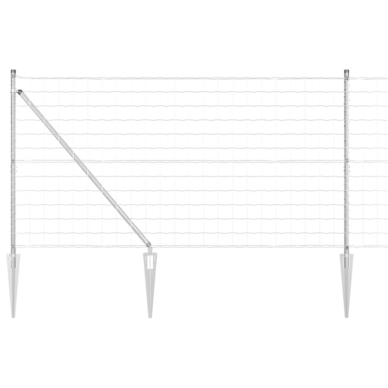 vidaXL Kerítés oszlopokkal Ezüst 1.2 x 25 m Acél