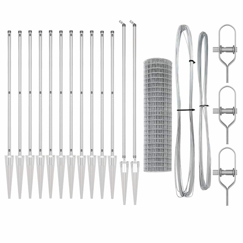 vidaXL Kerítés oszlopokkal Ezüst 1.2 x 25 m Acél