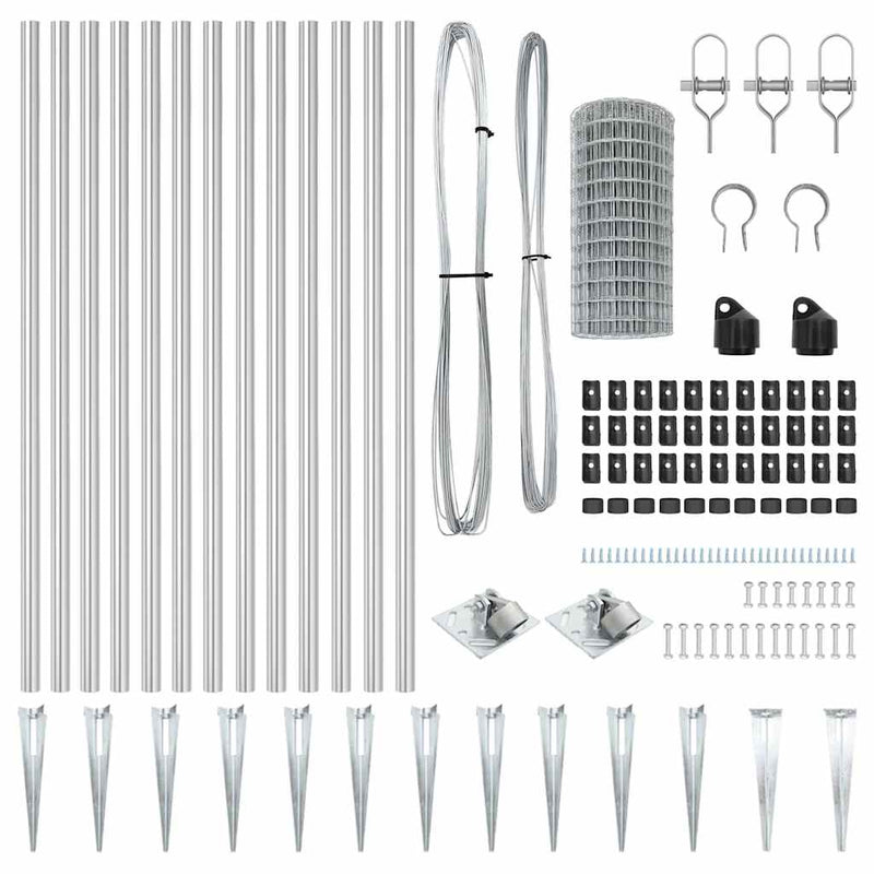 vidaXL Kerítés oszlopokkal Ezüst 0.4 x 50 m Acél