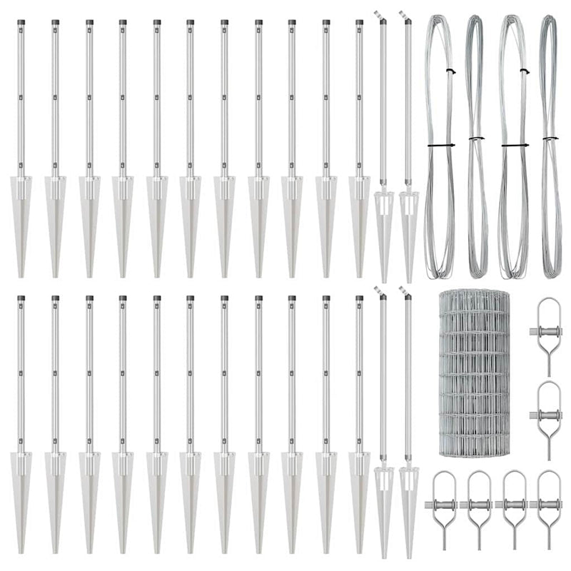 vidaXL Kerítés oszlopokkal Ezüst 0.4 x 50 m Acél