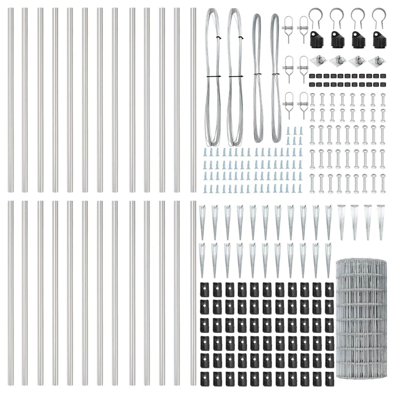 vidaXL Kerítés oszlopokkal Ezüst 0.6 x 50 m Acél