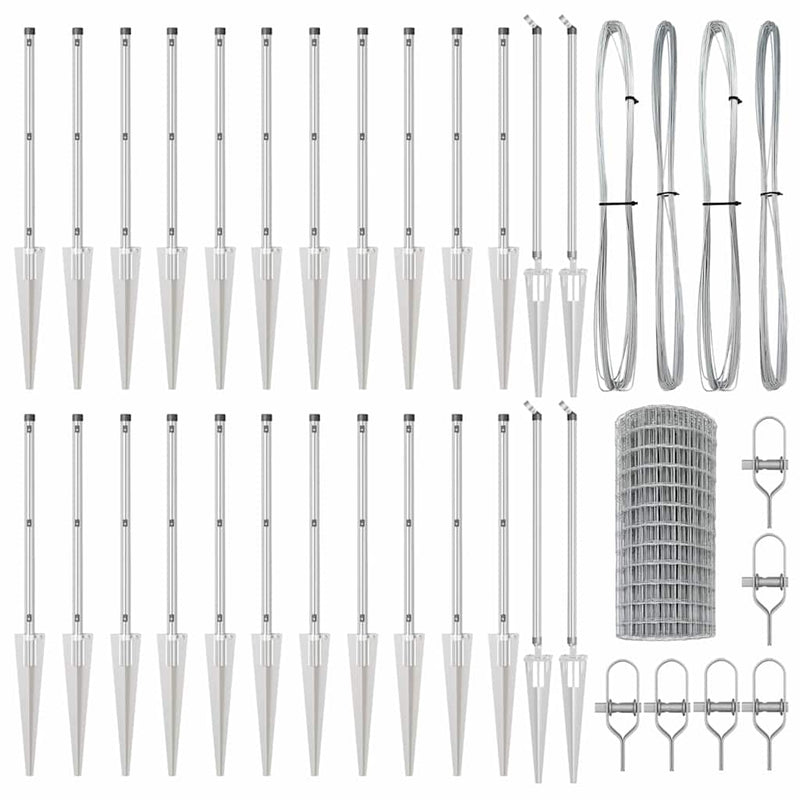 vidaXL Kerítés oszlopokkal Ezüst 0.4 x 50 m Acél