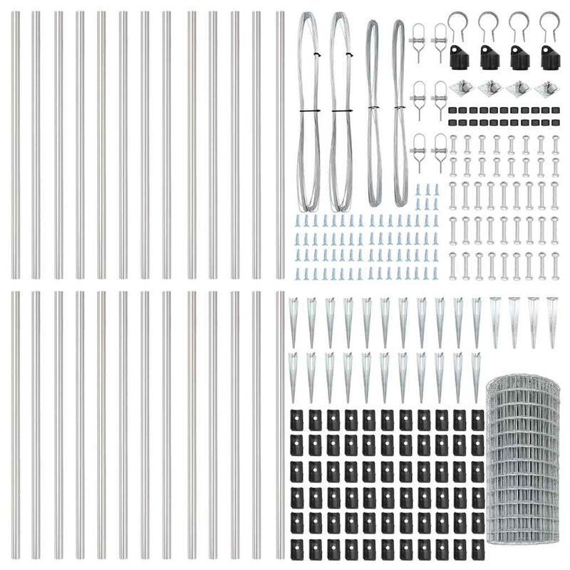 vidaXL Kerítés oszlopokkal Ezüst 0.4 x 50 m Acél