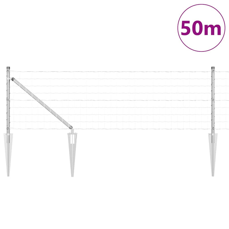 vidaXL Kerítés oszlopokkal Ezüst 0.6 x 50 m Acél