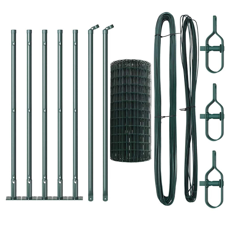 vidaXL Kerítés oszlopokkal Zöld 0,4 x 10 m Acél