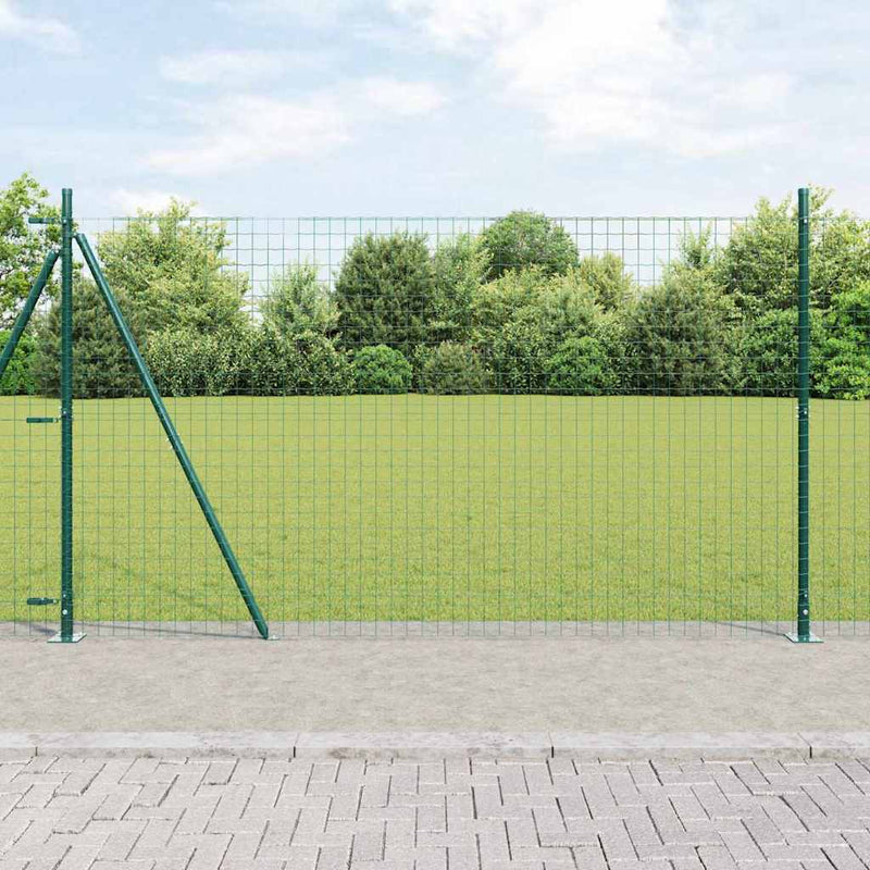 vidaXL Kerítés oszlopokkal Zöld 1.4 x 10 m Acél