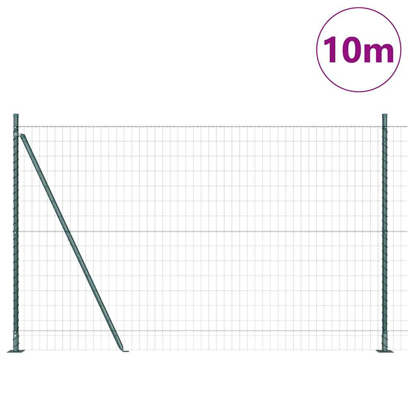 vidaXL Kerítés oszlopokkal Zöld 1.4 x 10 m Acél