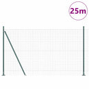 vidaXL Kerítés oszlopokkal Zöld 1.2 x 25 m Acél