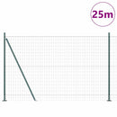 vidaXL Kerítés oszlopokkal Zöld 1.2 x 25 m Acél