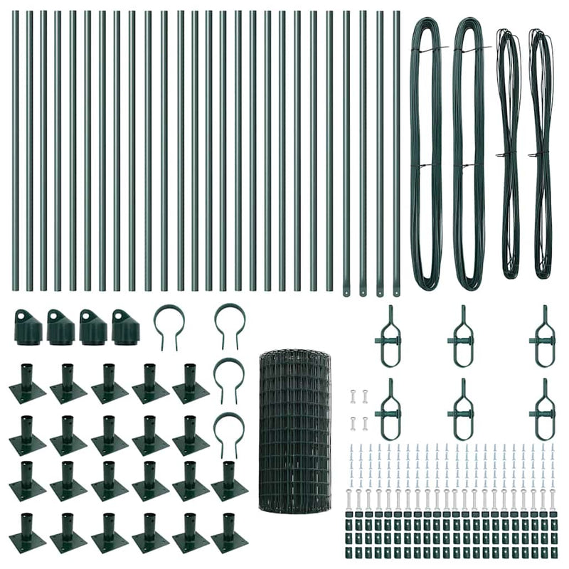 vidaXL Kerítés oszlopokkal Zöld 0.6 x 50 m Acél