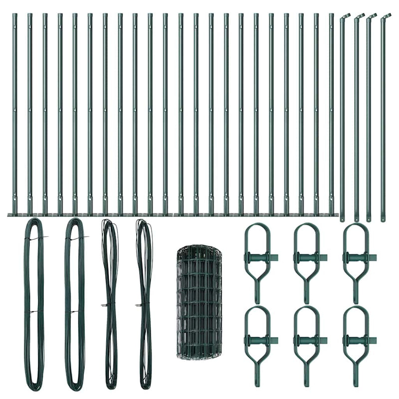 vidaXL Kerítés oszlopokkal Zöld 0.6 x 50 m Acél