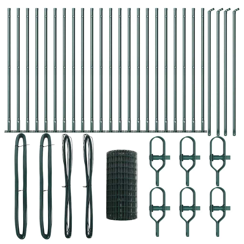 vidaXL Kerítés oszlopokkal Zöld 0.6 x 50 m Acél