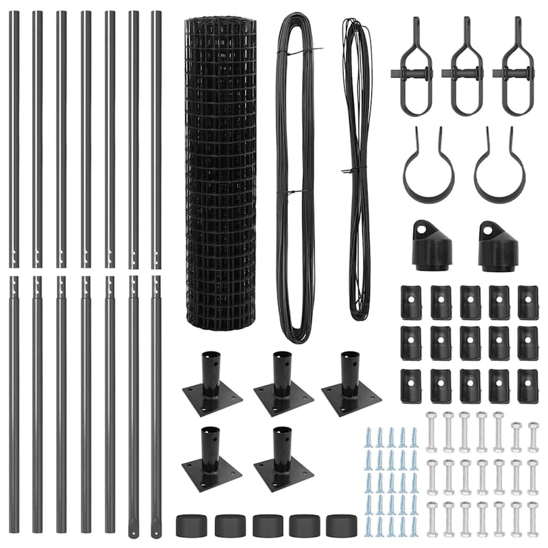 vidaXL Kerítés oszlopokkal Szürke 0.8 x 10 m Acél