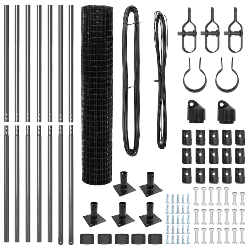 vidaXL Kerítés oszlopokkal Szürke 1.4 x 10 m Acél