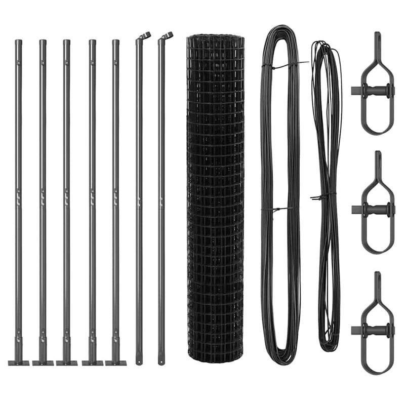 vidaXL Kerítés oszlopokkal Szürke 1.5 x 10 m Acél