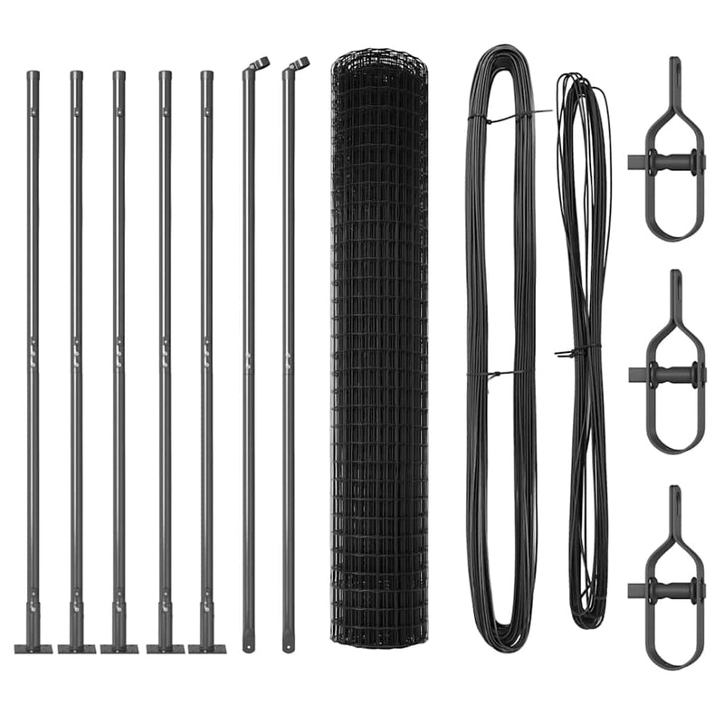 vidaXL Kerítés oszlopokkal Szürke 1.5 x 10 m Acél