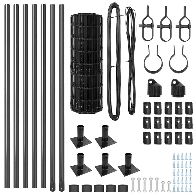 vidaXL Kerítés oszlopokkal Szürke 0,6 x 10 m Acél