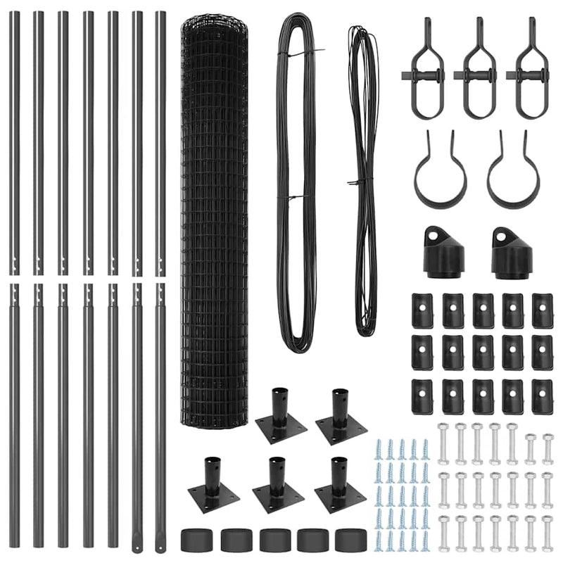 vidaXL Kerítés oszlopokkal Szürke 1.5 x 10 m Acél