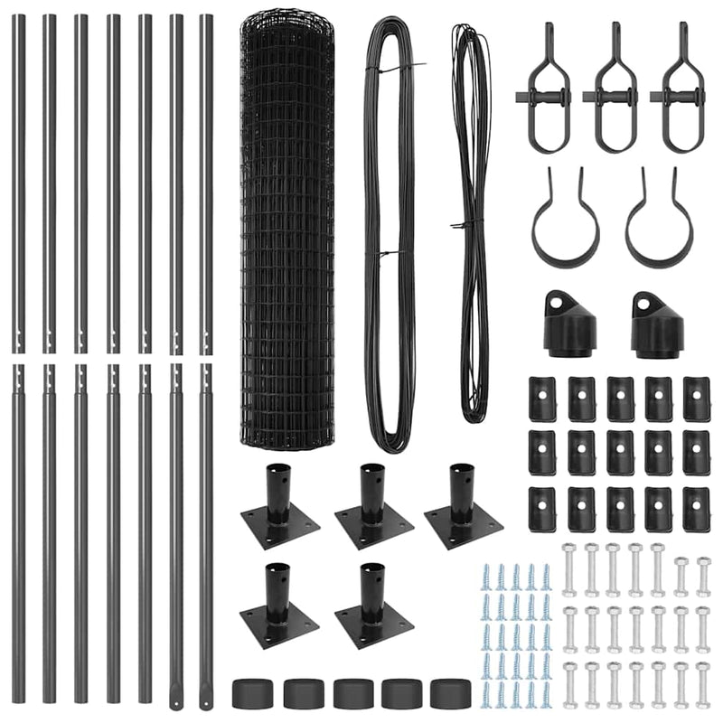 vidaXL Kerítés oszlopokkal Szürke 1 x 10 m Acél