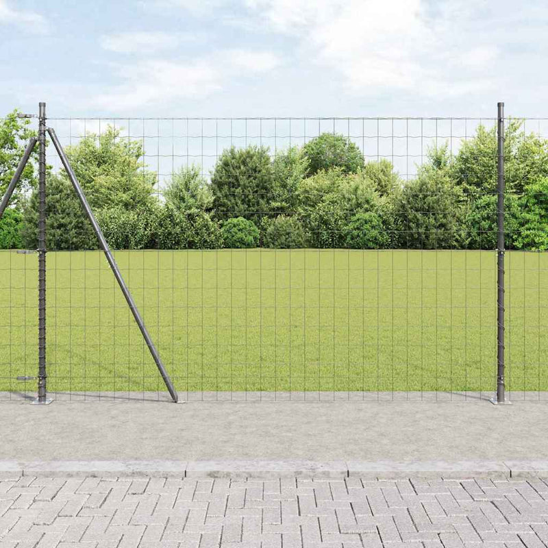 vidaXL Kerítés oszlopokkal Szürke 1.6 x 10 m Acél